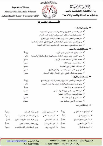 منظمة تقترح حلا للأزمة الراهنة تتضمن تشكيل مجلس رئاسي ولجنتين للإعمار والدفاع والأمن