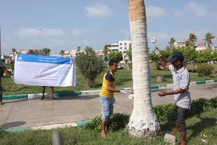 شباب الحديدة يقومون بحملة لتجميل الأماكن والحدائق العامة