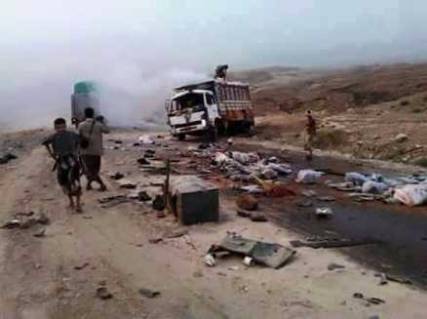 التحالف يقصف شاحنتين في محافظة حجة 