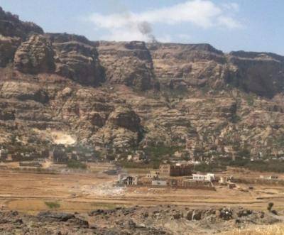 غارات لطيران التحالف على مواقع في مدينة شبام كوكبان بالمحويت