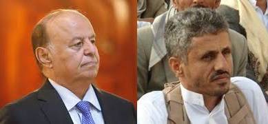 اجتماع مغلق للرئيس هادي بقائد مقاومة تعز حمود المخلافي بالقصر الجمهوري  